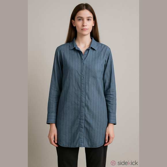 Malene Birger Tops - By Malene Birger Womens Denim Button Down black stripes Size 36 Small